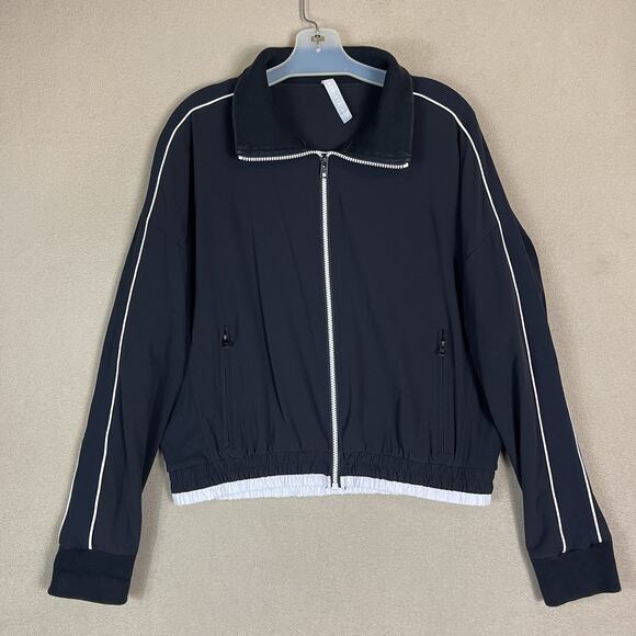Athleta Jackets & Blazers - Athleta Jacket Womens M‎ Black Brooklyn Track Full Zip Bomber Athletic High Neck